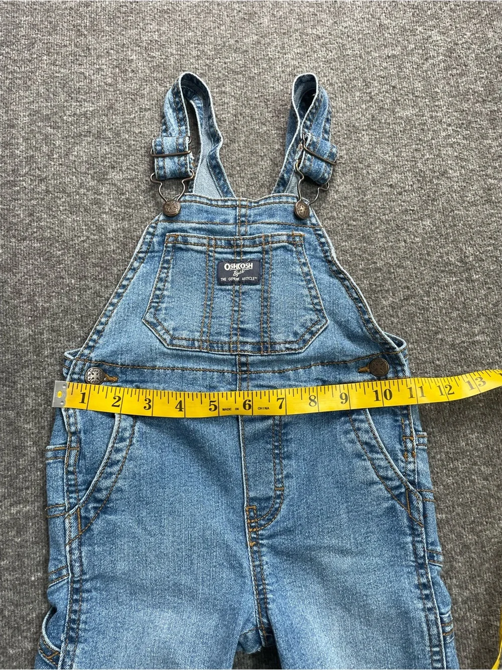 OshKosh B'Gosh Unisex 18M Classic Denim Overalls Adjustable Straps Snap